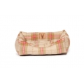 Medium Beige & Red Tartan Snuggle Dog Bed - Danish Design Newton Moss 61cm - 23"